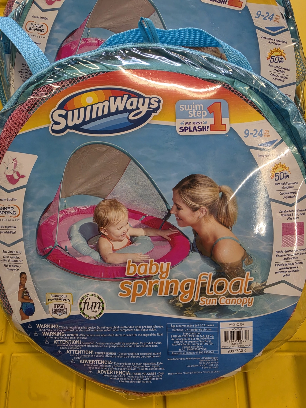 SwimWays Baby Spring Float with Sun Canopy - Pink & Teal